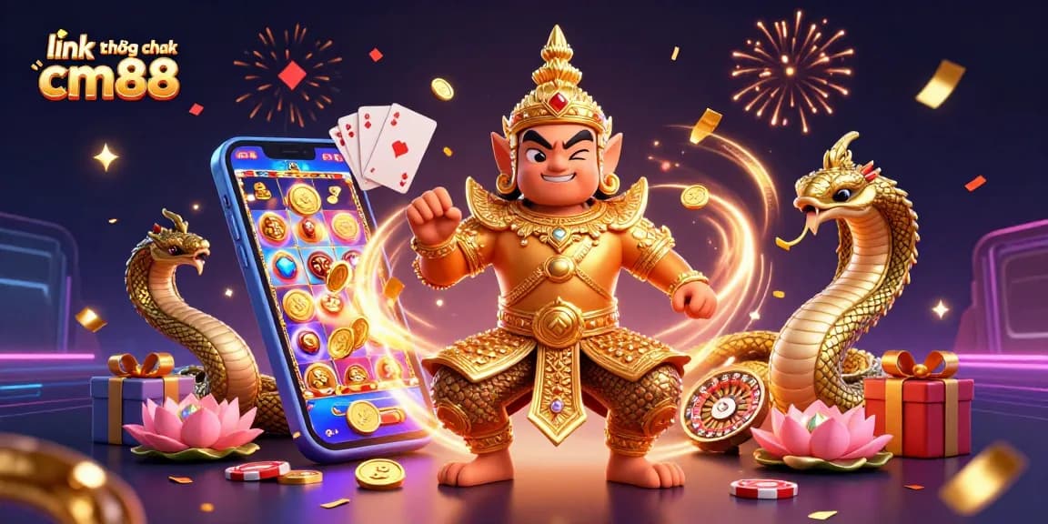Experience thrilling spins and wins with link không chặn cm88, featuring vibrant casino elements.