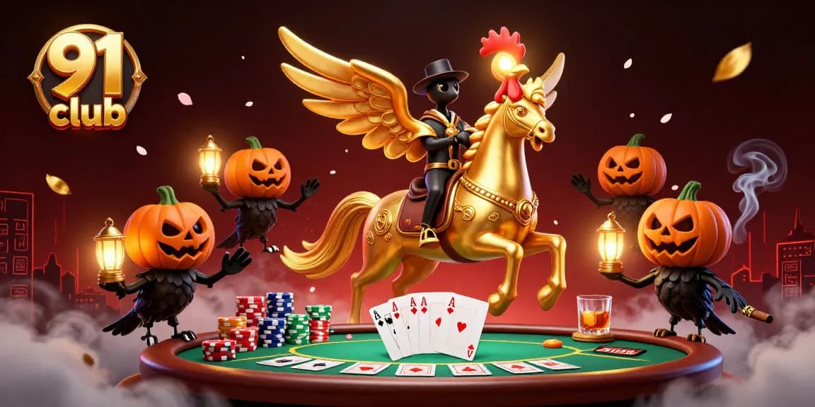 Join the thrilling 91 club experience with a golden rooster and friends amidst a vibrant casino scene