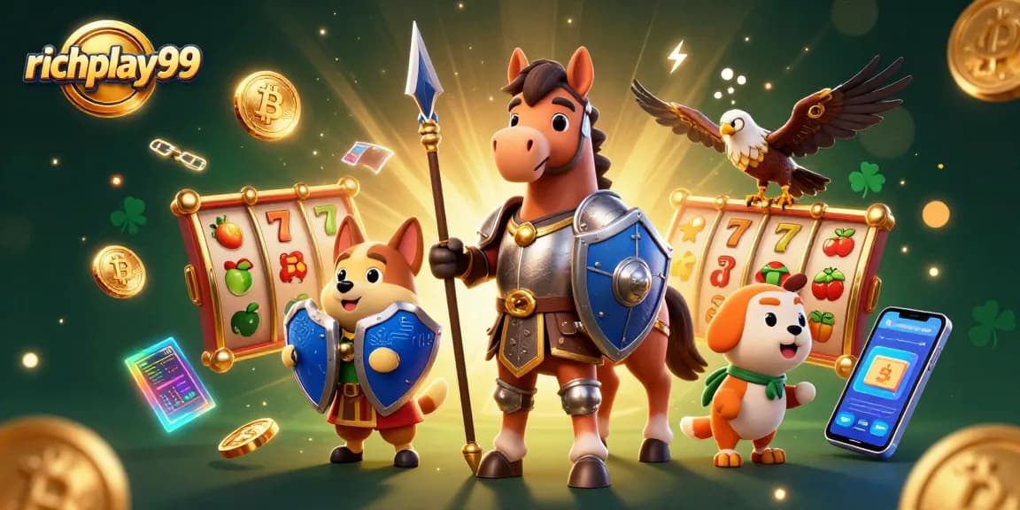 Experience the excitement of richplay99 slots with dynamic characters and crypto elements in vivid detail.