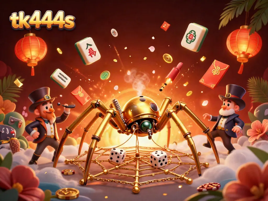 Engage in thrilling rewards with tk444s at a vibrant, animated online casino scene full of strategic gaming elements.