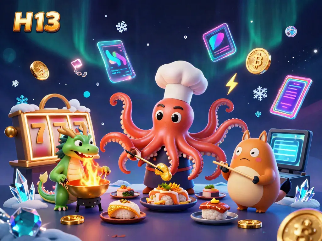 Experience H 13 casino excitement through a vibrant culinary-themed illustration.