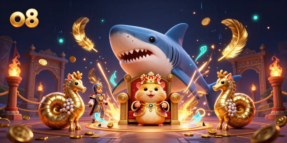 Bet on the o8 platform featuring a golden hamster king in an exciting battle scene.