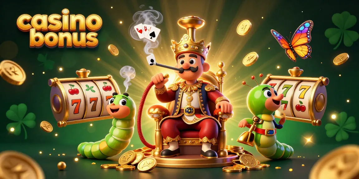 Experience casino bonus excitement with a 3D cartoon caterpillar master at a vibrant slot scene.