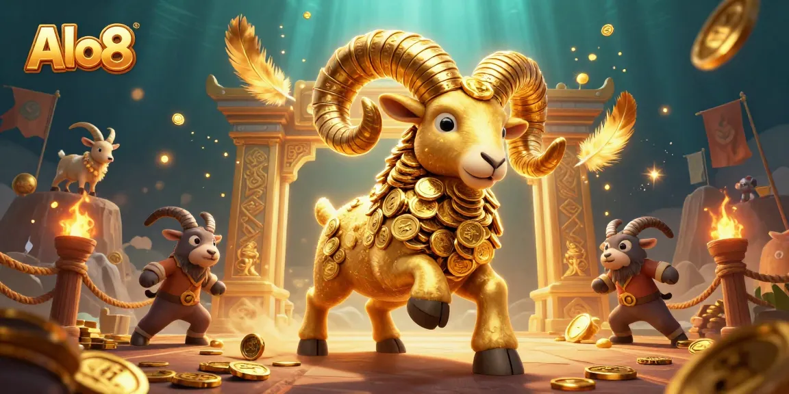 Alo8 invites players to join the exciting online gaming action featuring a golden ram and dynamic casino elements.
