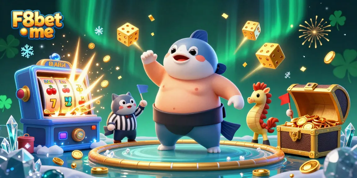 Experience the thrilling world of F8bet me with vibrant slot machines and engaging characters in a lively casino scene.