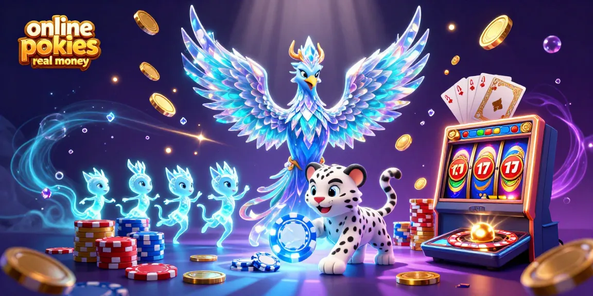 Spin the reels with exciting online pokies real money and enjoy vibrant casino-themed characters.
