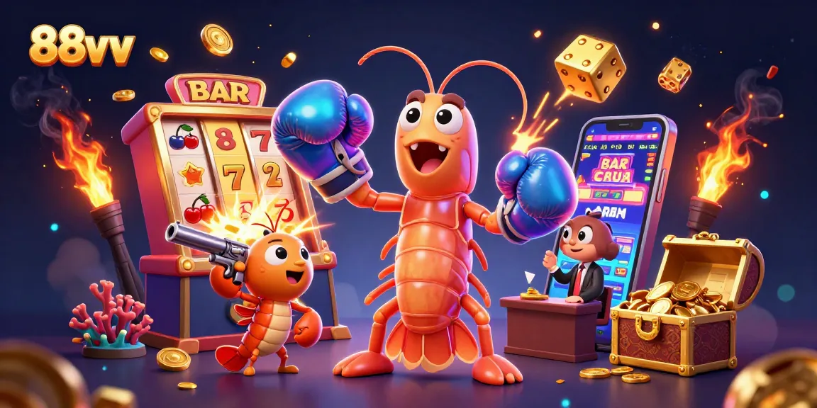Engage with exciting casino gaming visuals featuring 88vv and bold characters in action-packed scenes.