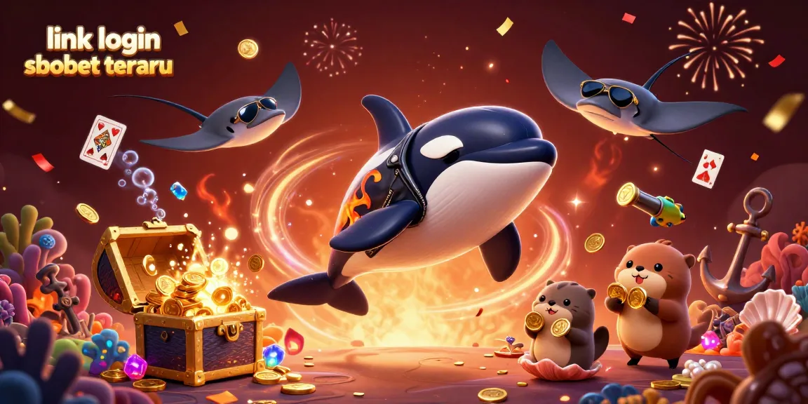 Experience the excitement of betting with link login sbobet terbaru in this vibrant illustration featuring dynamic sea characters and casino elements.