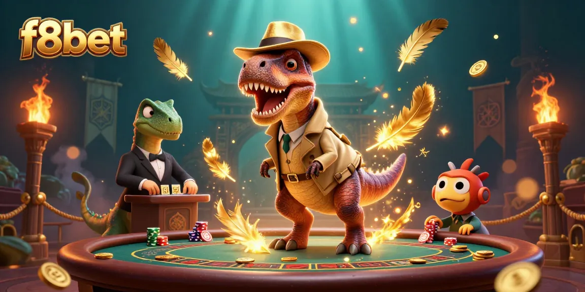 Experience the thrilling atmosphere at f8bet with a card counting velociraptor and a stegosaurus pit boss.